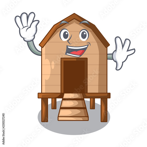Waving chiken coop isolated on a mascot