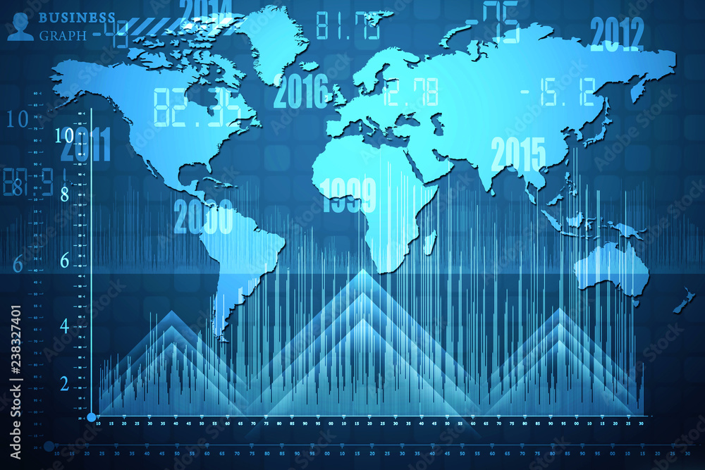 2d rendering Stock market online business concept. business Graph 