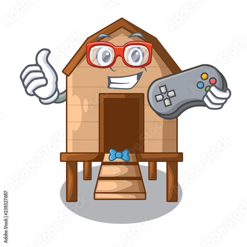 Gamer chicken in a on charater coop