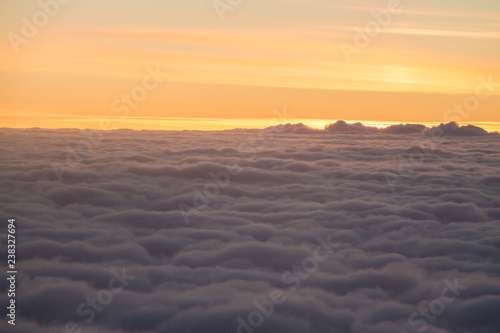 aerial photography sunrise above the clouds, view from above