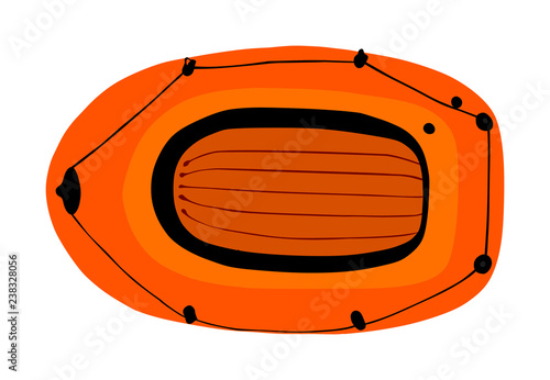Inflatable boat vector isolated on white background. Rubber boat blowing by air. Summer joy equipment for relaxing and leisure summer time.