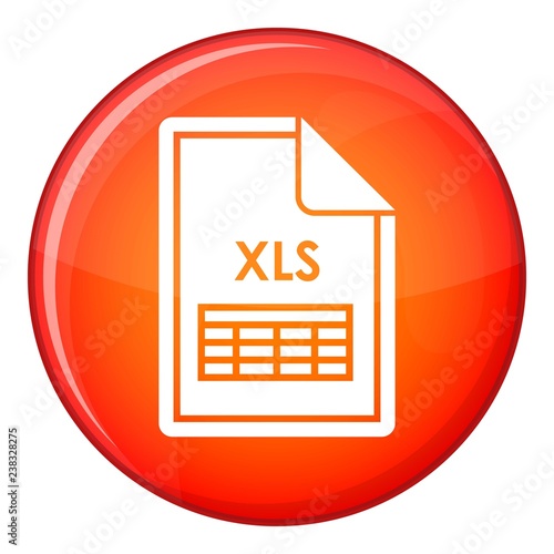 File XLS icon in red circle isolated on white background vector illustration