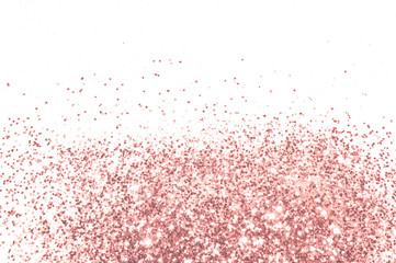 Rose gold glitter on white background in vintage nostalgic colors