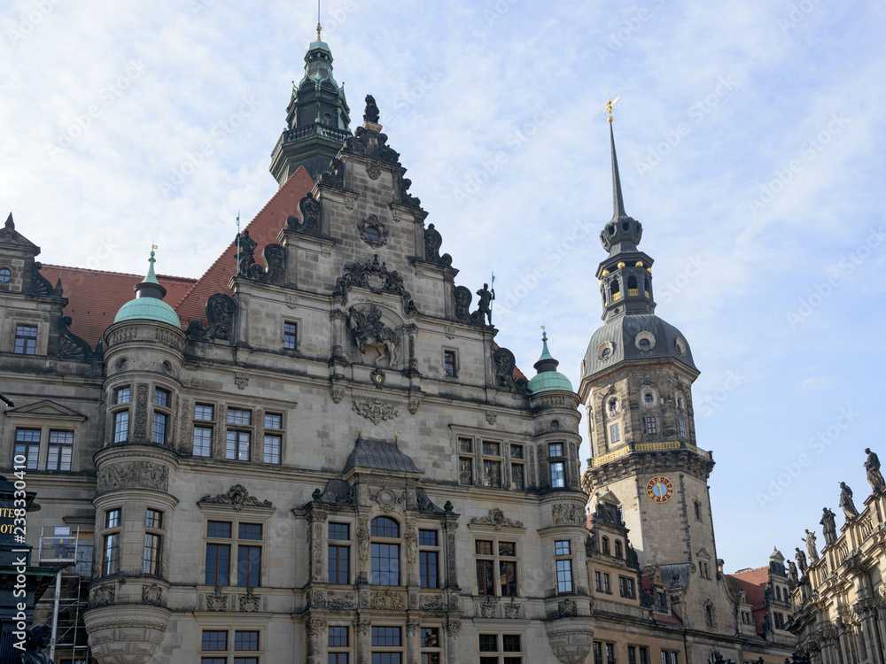 Fototapeta premium George Gate building and Hausmannsturm tower in Dresden, Saxony, Germany.