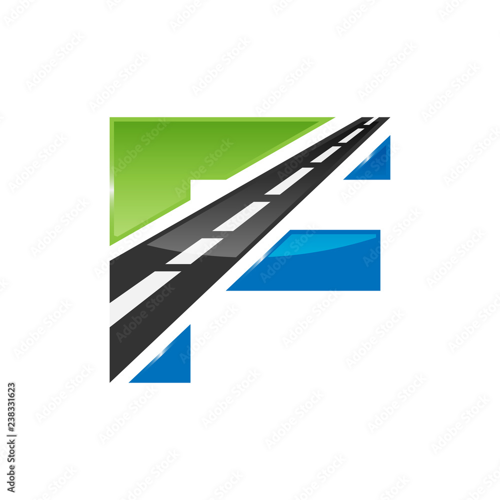 F letter road construction creative symbol layout. Paving logo design concept. Asphalt repair company sign idea F letter road construction creative symbol layout. Paving logo design concept. Asphalt repair company sign idea