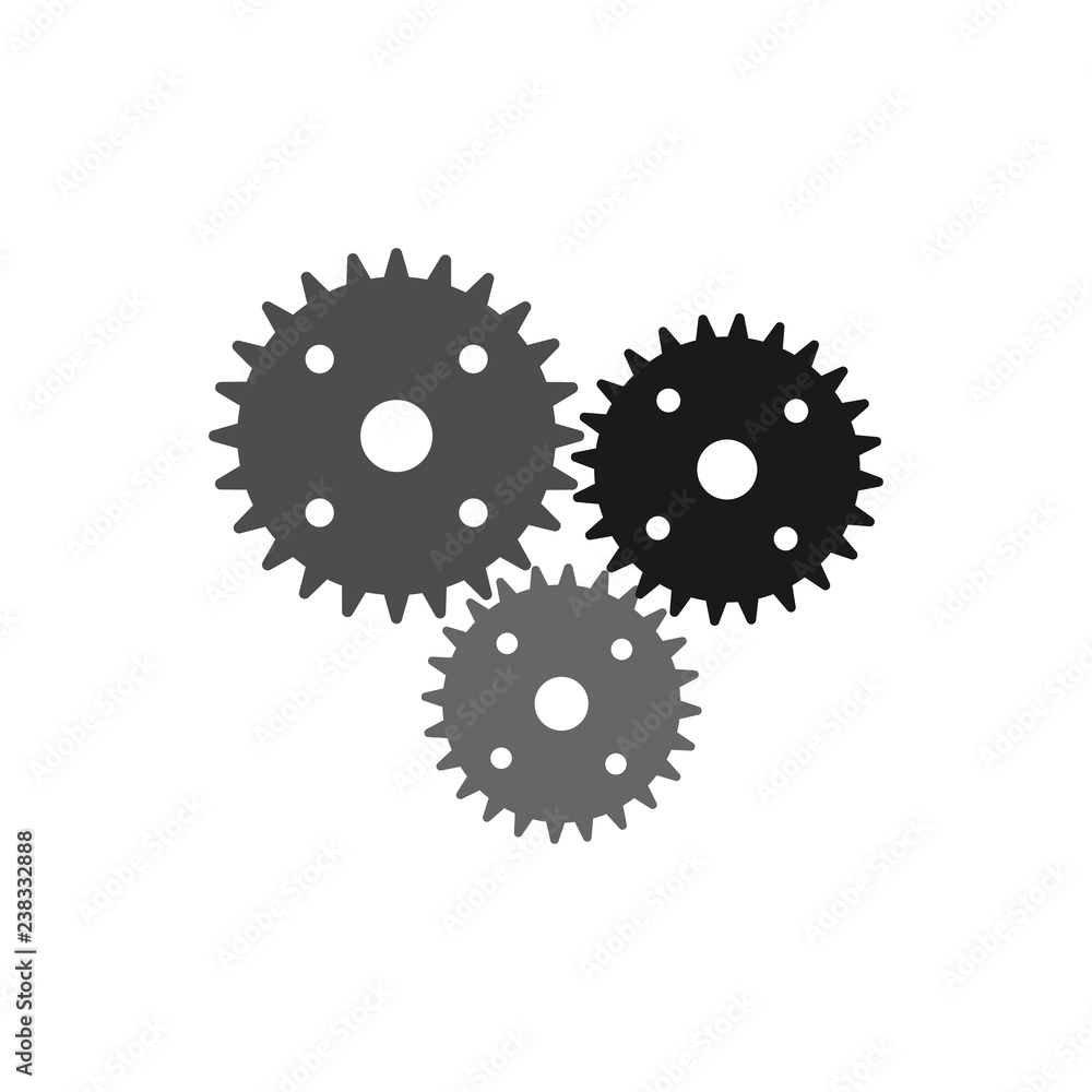 Settings gears icon vector in modern flat style for web, graphic and mobile design. Settings gears icon vector isolated on white background Settings gears icon vector in modern flat style for web, graphic and mobile design. Settings gears icon vector isolated on white background