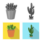 Vector design of cactus and pot logo. Collection of cactus and cacti stock symbol for web.
