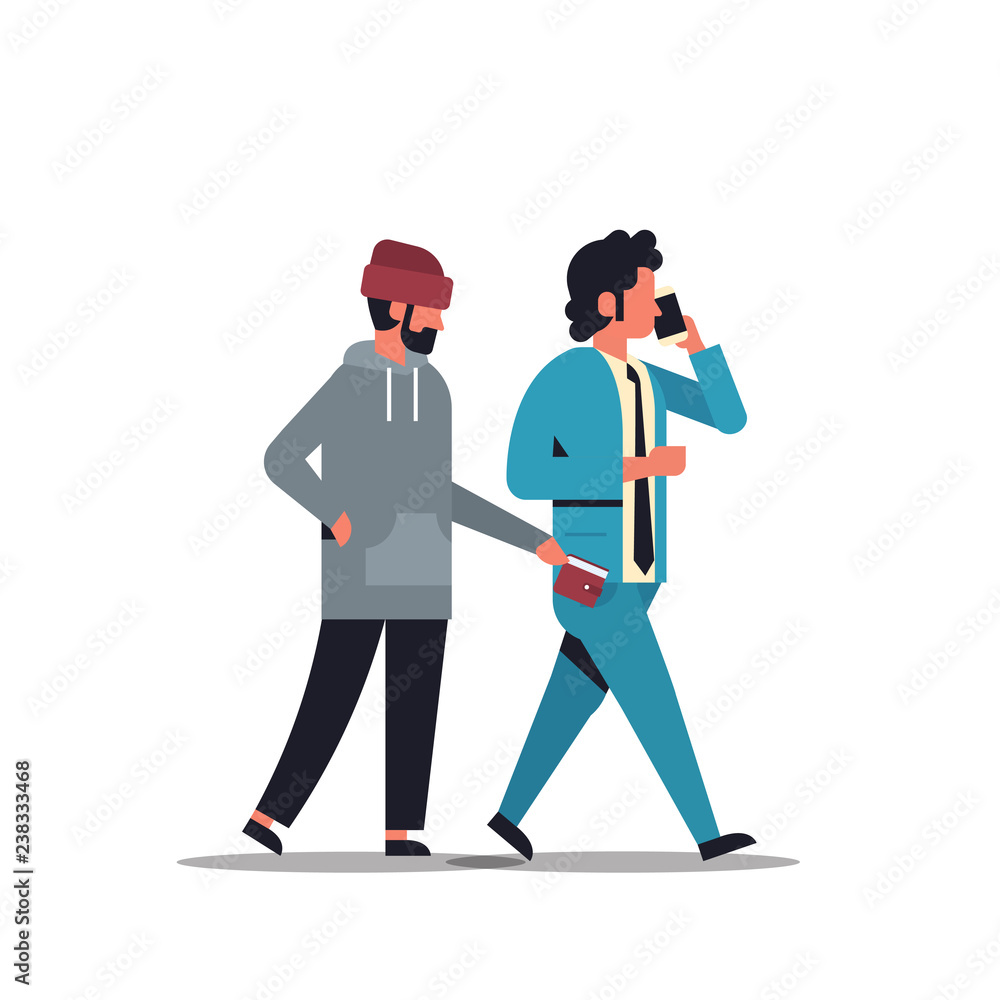 criminal male thief pickpocket stealing a wallet from pocket phone calling busy businessman danger burglary concept flat isolated full length criminal male thief pickpocket stealing a wallet from pocket phone calling busy businessman danger burglary concept flat isolated full length