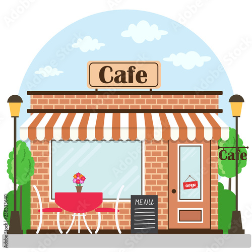 Facade store with a signboard