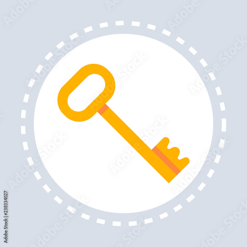 Golden vintage key icon lock safety concept