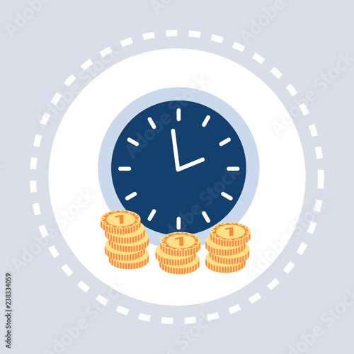 Clock with golden coins time is money