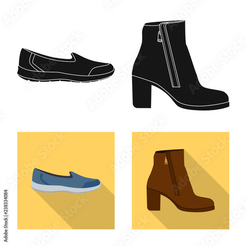 Isolated object of footwear and woman logo. Collection of footwear and foot stock vector illustration.
