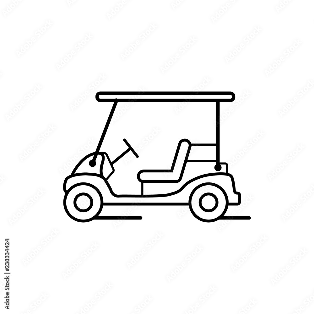 Golf car line icon concept. Golf car vector linear illustration, symbol, sign