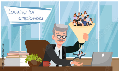 Looking for Employees. Vector Flat Illustration.
