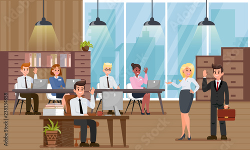 Adaptation in New Office. Vector Flat Illustration