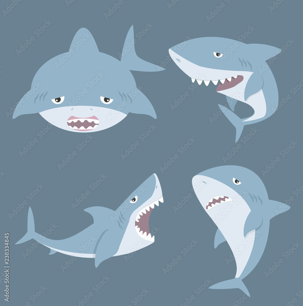 Obraz premium Cute Shark cartoon set