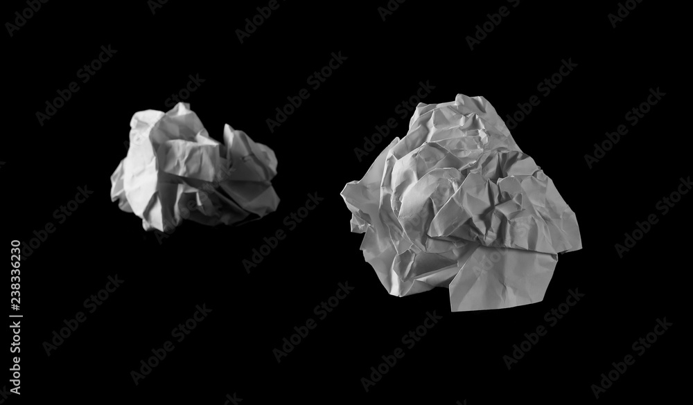 Crumpled paper isolated on black background Crumpled paper isolated on black background