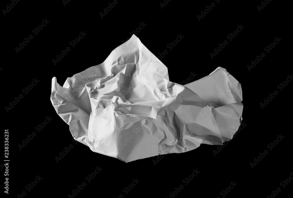 Crumpled paper isolated on black background Crumpled paper isolated on black background