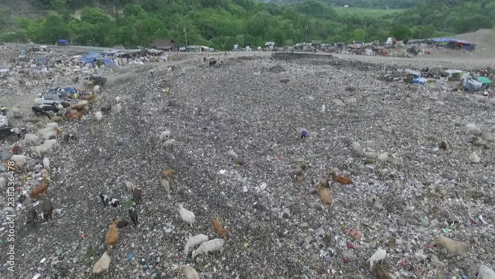 Aerial view of sanitary landfill in Indonesian Aerial view of sanitary landfill in Indonesian