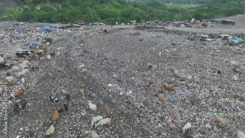 Aerial view of sanitary landfill in Indonesian