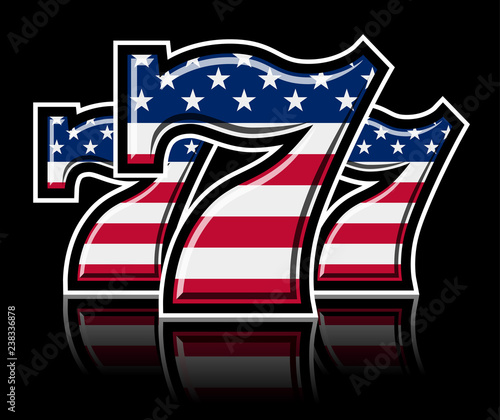 Triple Lucky Stars and Strips Sevens vector illustration