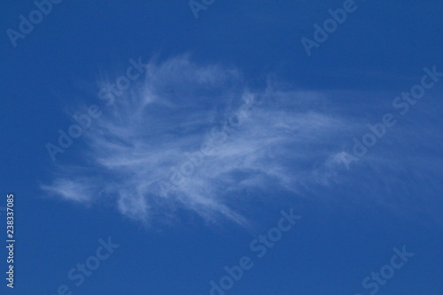 A white wispy cloud against a beautiful blue sky.