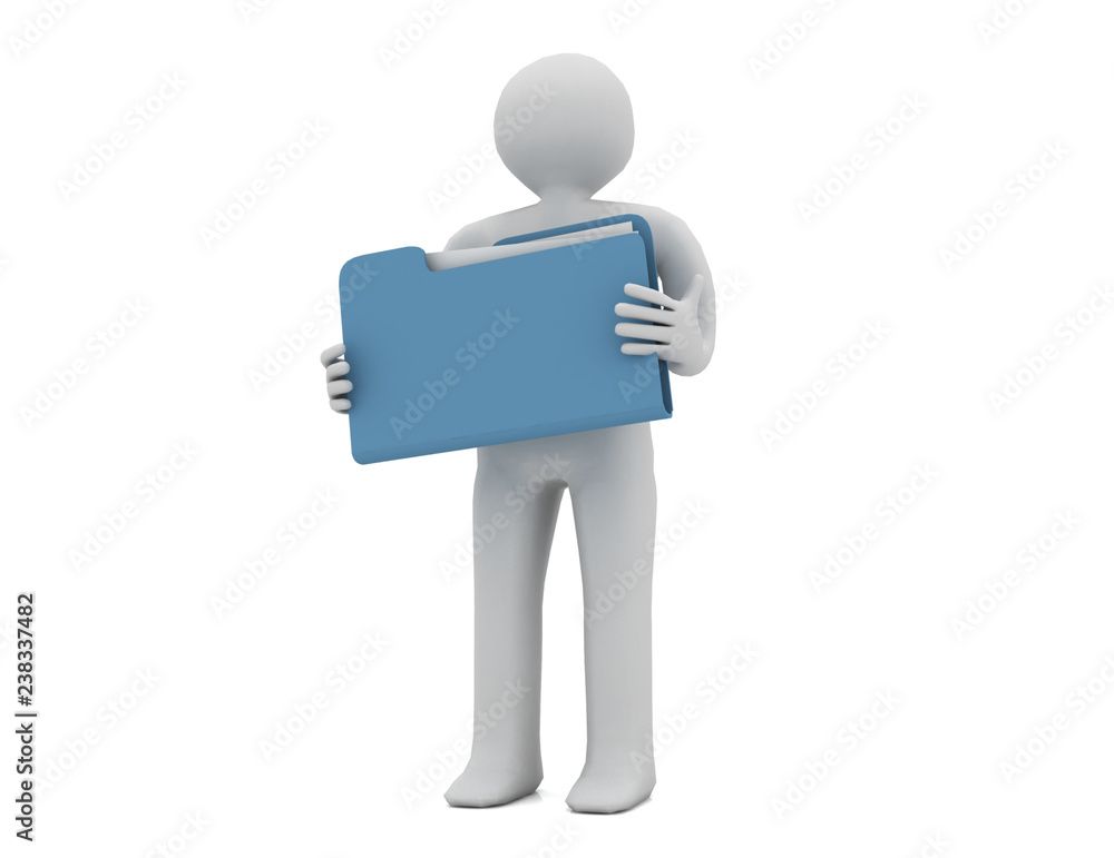 3d people - human character and folder. 3d render illustration 3d people - human character and folder. 3d render illustration