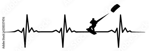 Kite surf heartbeat #isoliert #vektor -  Kite Surfen Herzschlag
