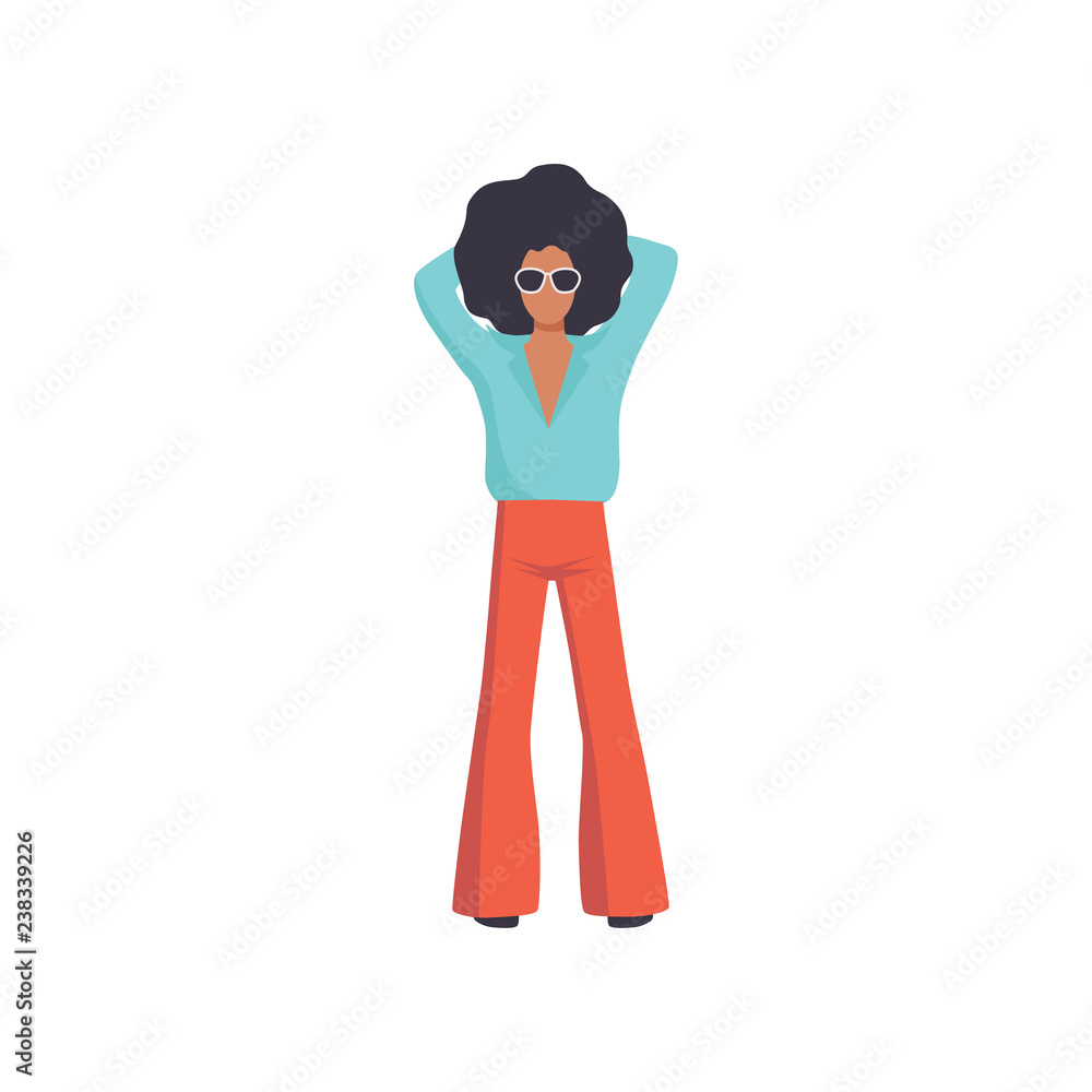 Young man with Afro curly hairstyle, retro fashion people from 70s wearing vintage clothing vector Illustration Young man with Afro curly hairstyle, retro fashion people from 70s wearing vintage clothing vector Illustration