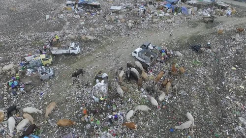 Aerial view of sanitary landfill in Indonesian