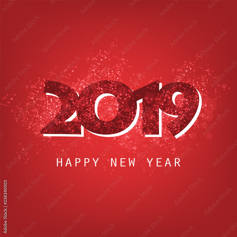 Best Wishes - Abstract Dark Red Modern Style Happy New Year Greeting Card or Background, Creative Design Template - 2019