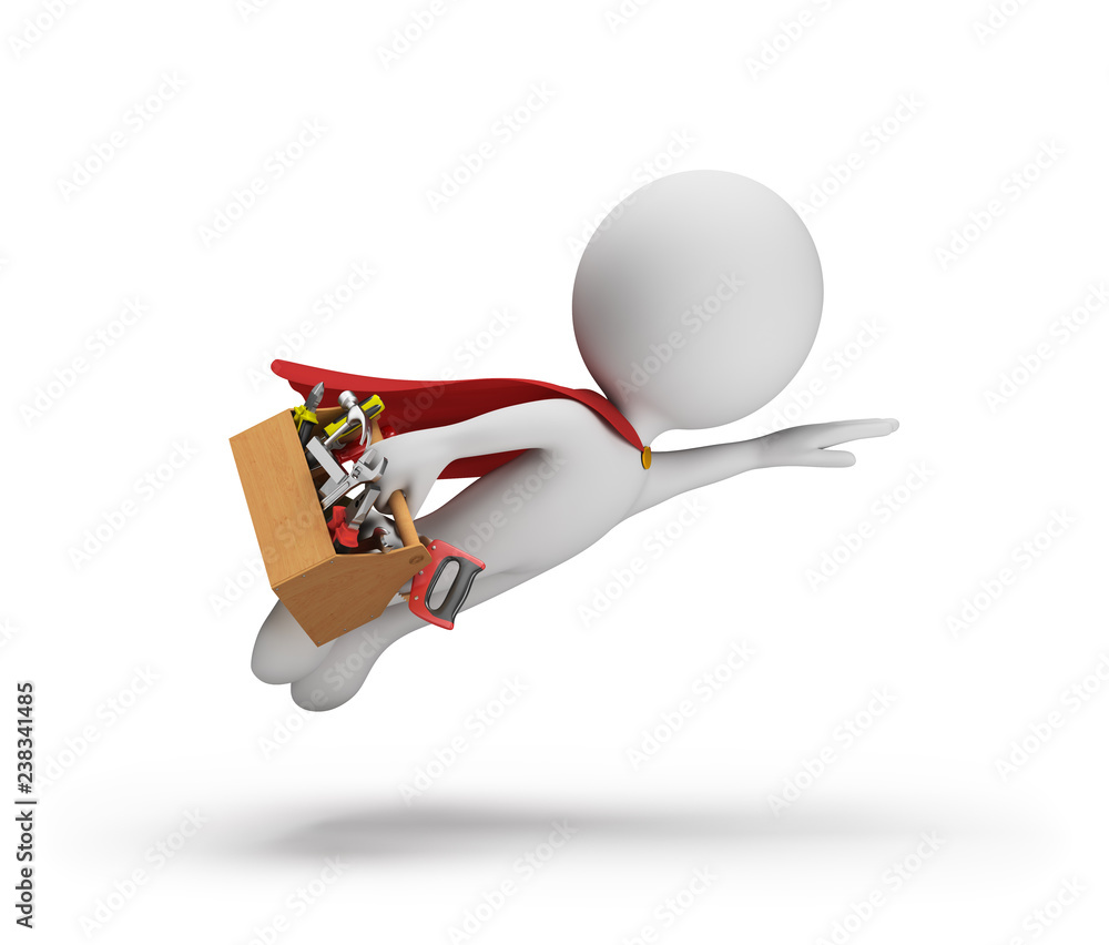 Superhero repairman rushing to the rescue