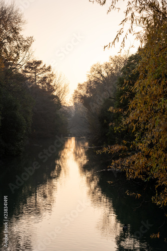 Autumn sunset during the na...