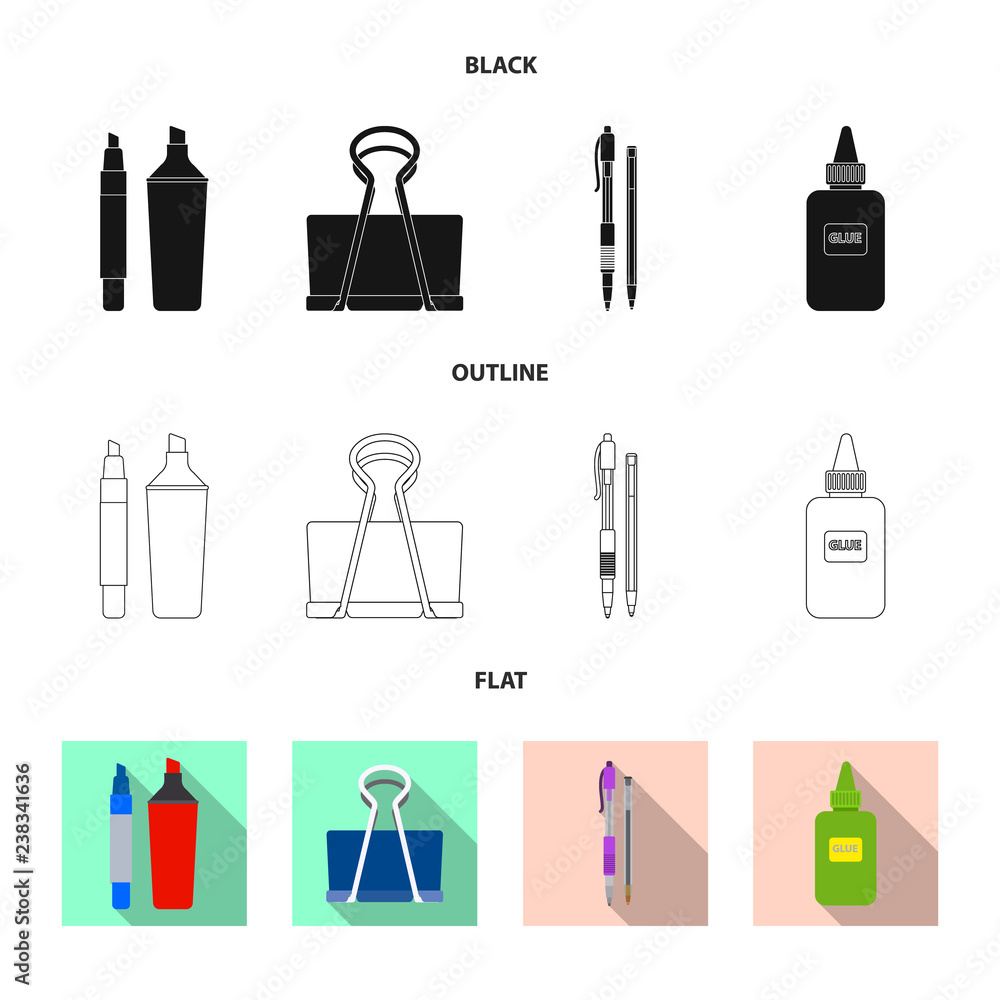 Vector design of office and supply symbol. Set of office and school vector icon for stock. Vector design of office and supply symbol. Set of office and school vector icon for stock.