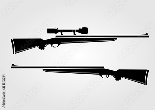 Two rifles isolated on white background. Vector illustration.