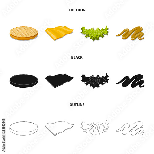Isolated object of burger and sandwich sign. Collection of burger and slice stock vector illustration.