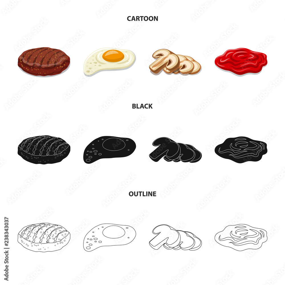 Vector illustration of burger and sandwich logo. Collection of burger and slice stock symbol for web. Vector illustration of burger and sandwich logo. Collection of burger and slice stock symbol for web.