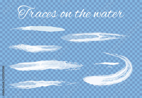 Traces on Water Splashes Set Transparent Vector