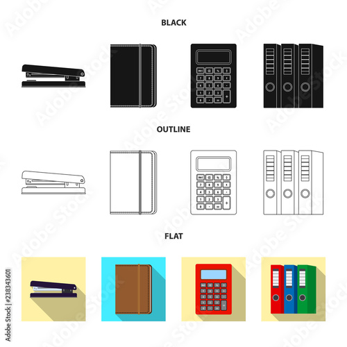 Vector illustration of office and supply sign. Set of office and school stock symbol for web.