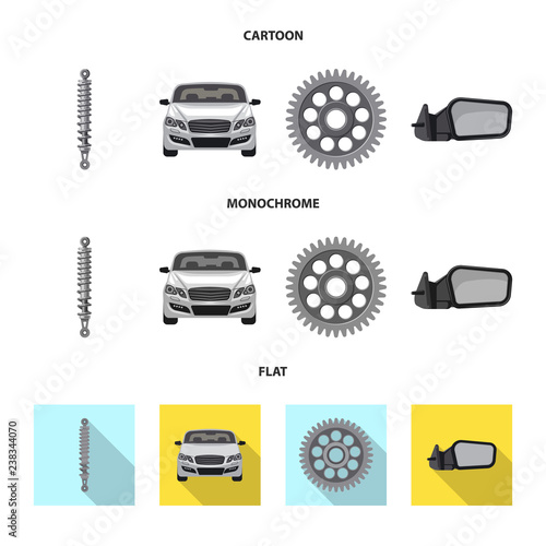 Vector illustration of auto and part sign. Set of auto and car vector icon for stock.
