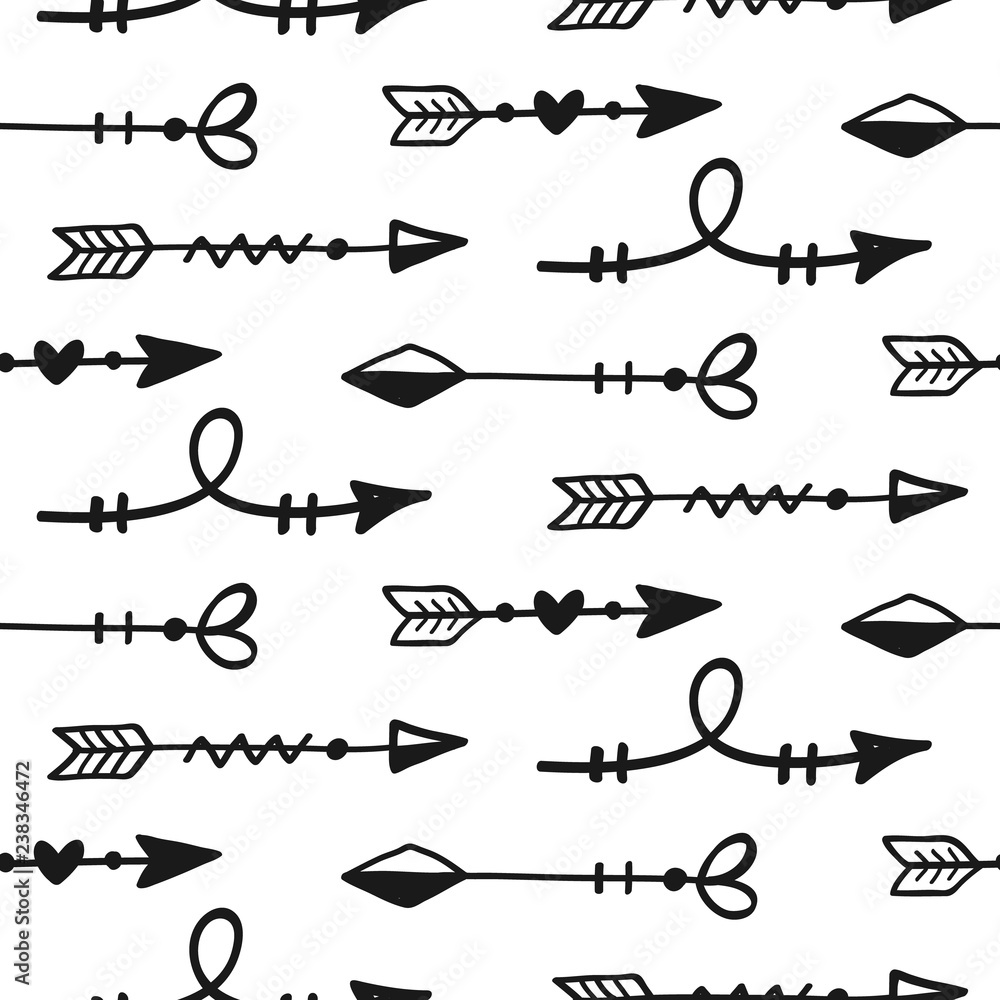 Vector hand drawn arrows seamless pattern Vector hand drawn arrows seamless pattern