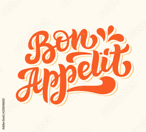 Bon appetit vector logo badge with hand written modern calligraphy