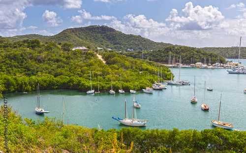 Falmouth bay. View from Shirely Heights, Antigua, West Indies photo
