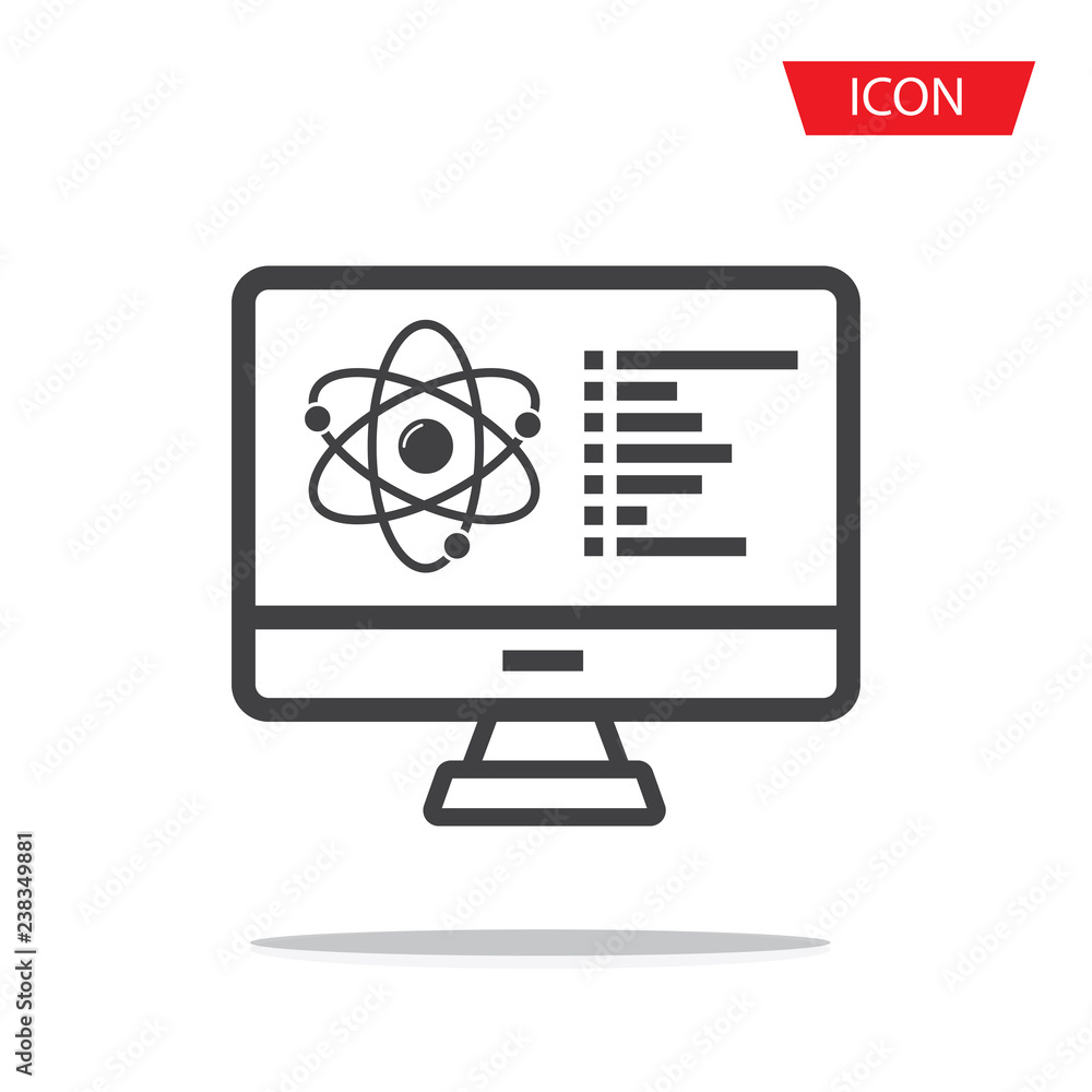 Monitor screen with molecular structure vector icon. filled flat sign for mobile concept and web design. Chemical research solid icon. Symbol, logo illustration. Vector graphics Monitor screen with molecular structure vector icon. filled flat sign for mobile concept and web design. Chemical research solid icon. Symbol, logo illustration. Vector graphics
