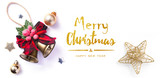 Christmas greeting card; Christmas element on white background; top view;