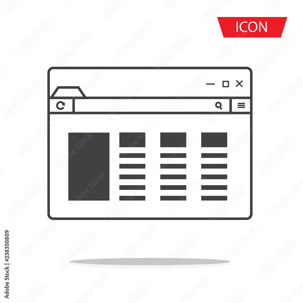 Browser icon vector isolated on white background Browser icon vector isolated on white background
