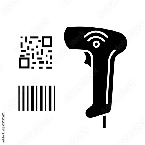Barcode and QR code scanner glyph icon