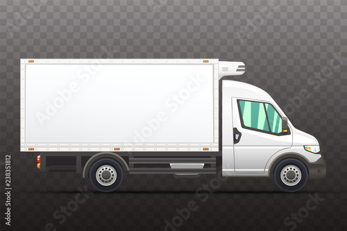 Illustration of realistic van on a semi-transparent background.
