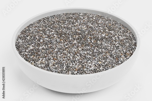 Realistic 3D Render of Chia Seeds in Bowl