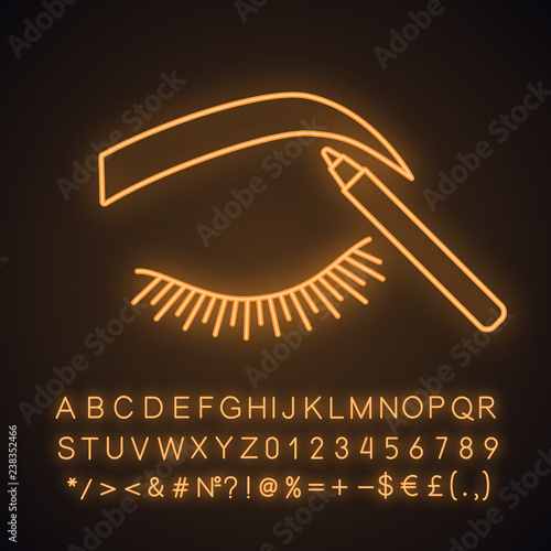 Eyebrows shaping neon light icon